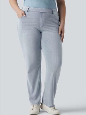 Halara Flex™ High Waisted Pockets Straight Leg Washed Casual Plus Size Jeans 1X